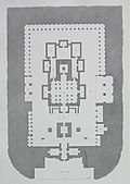 Plan du Kailâsanâtha, au niveau inférieur. Autres temples-grottes au niveau supérieur.