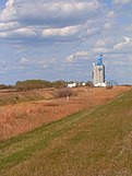 A modern cement grain elevator in Alberta, Canada