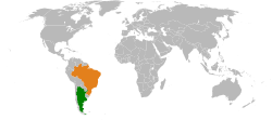 Карта с указанием местоположения Аргентины и Бразилии