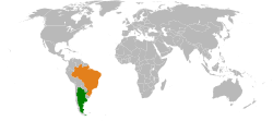 Lage von Argentinien und Brasilien