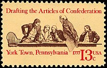 Commemorative stamp (1977) Articles of Confederation 13c 1977 issue.JPG