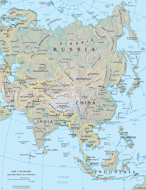 Map of Asia, the Middle East was cropped right...