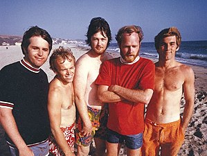 The Beach Boys in 1967. Their music was strongly influential on the music of Earthbound.[47]