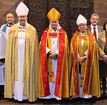 Bishops of the diocese in 2022 (L to R: Corley, Tanner, Conalty) Bishops and readers (52415124747) (bishops cropped).jpg