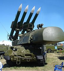 From commons.wikimedia.org/wiki/File:Buk-M1-2_9A310M1-2.jpg: Russian BUK missile system