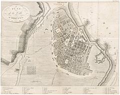 A map of Odesa in 1814 CASTELNAU(1827) p3.039 PLAN DE LA VILLE D' ODESSA EN 1814.jpg