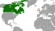 Location map for Canada and Ireland.
