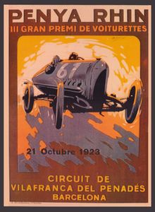 Cartel Gran Premio Peña Rhin en 1923 del Circuito de Villafranca del Panadés