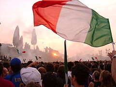 Célébration de la victoire de l'Italie lors de la finale de la coupe du monde de football de 2006.