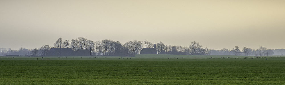 Panorama op de wierde in de winter