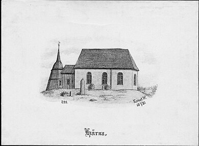 Kyrkan på teckning 1881.