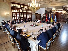 Representatives of the four parties at the negotiating table in Istanbul IMO welcomes maritime humanitarian corridor in Black Sea (52233881214).jpg