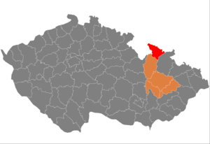 Lokasi daerah di Wilayah Olomouc dalam negara Republik Czech