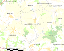 Mapa obce Villaines-sous-Malicorne