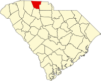 Mapo de Suda Karolino kun Kantono Cherokee emfazita