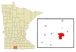 Location of the city of Fairmont within Martin County in the state of Minnesota