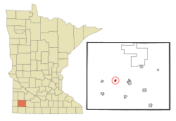 哈德利在莫雷縣及明尼蘇達州的位置（以紅色標示）