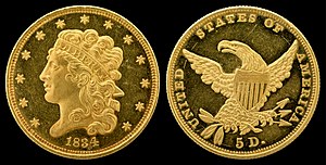 Obverse and reverse of a half eagle