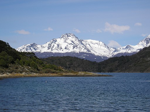 View from the Tierra del Fuego National Park in Argentina across a Beagle Channel to Isla Hoste in Chile