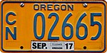 Номерной знак благотворительной некоммерческой организации Oregon 2017 - CN prefix.jpg