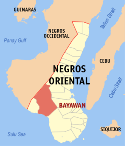 Mapa de Negros Oriental con Bayawan resaltado