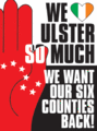 This political poster by Tiocfaidh Ár Lá, about Ulster, is a low-cost, effective poster with only a few basic ink colors.