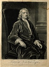 Сэр Исаак Ньютон. Меццо-тинто Дж. Фабера младшего, 1726 г., по мотивам Велкома V0004265.jpg