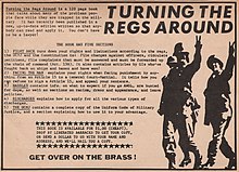 Advertisement in Liberated Barracks for Turning the Regs Around, a pamphlet produced by the Pacific Counseling Service