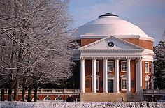 Winter landscape of the Rotunda at the University of Virginia