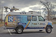 A WGAL 8 News truck on City Island, Harrisburg in January 2020. WGAL News Truck in Hbg, 2020.jpg