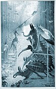 "The same reason that will make the vegetation laxer and flimsier will make the forms of the Martian animal kingdom laxer and flimsier and either larger or else slenderer than Earthly types"[10]