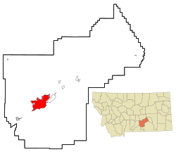 Lage von Billings im Yellowstone County (links) und in Montana (rechts)