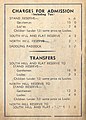 Back page showing admission charges and transfers