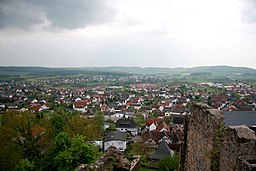 Vy över stadsdelen Mainzlar i Staufenberg.