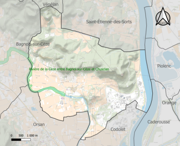 Carte de la ZNIEFF de type 1 sur la commune.