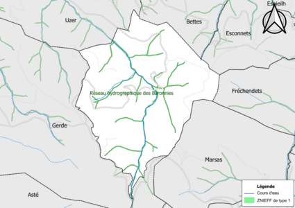 Carte de la ZNIEFF de type 1 sur la commune.