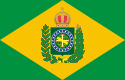 The flag of the Second Empire consisting of a green field in the center of which is a golden lozenge containing the Imperial coat of arms