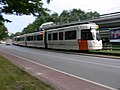 Die neue Straßenbahnwagen GTZ8-B der Stadtbahn Bielefeld in der Stadt Bielefeld.