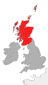 Scotland highlighted on a map of the UK