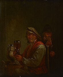 Drinking Man and an Old Smoking Man, an 18th-century portrait by anonymous author Drinking Man and an Old Smoking Man - MNK XII-A-309 (342453).jpg
