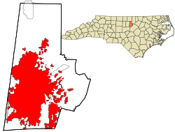 Localização no condado de Durham