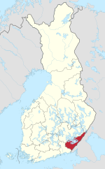 South Karelia on a map of Finland