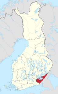 Pozicija Južne Karelije na karti Finske