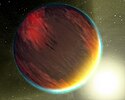 Sebuah penggambaran artis dari planet luar surya HD 209458 b mengorbit bintangnya