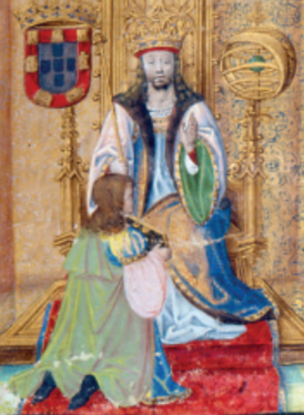 Руй де Пина преподносит Мануэлу I «Хронику Жуана II», между 1497—1504