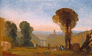 Италиански пейзаж с мост и кула, ок. 1827