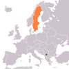 Location map for Kosovo and Sweden.