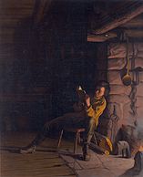 Lincoln-as-a-boy-reading-at-night Eastman Johnson