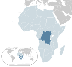 Location of  Democratic Republic of the Congo  (dark blue)– in Africa  (light blue & dark grey)– in the African Union  (light blue)