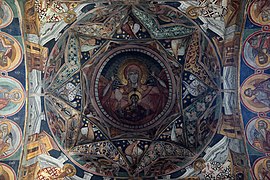 The interior Church of St. Nicholas in the Probota Monastery, view of the Moldavian vault, 16th century, Probota, Romania